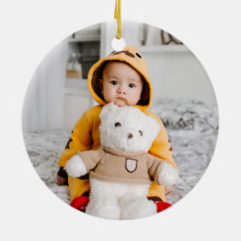 Baby första jul | Anpassningsbar Foto och Namn Julgransprydnad Keramik