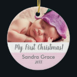 Baby Första jul, Anpassningsbar Photo Ornament<br><div class="desc">Produkt Namn: "Cheryed Moments: Baby First jul Anpassningsbar Photo Ornament" Produktbeskrivning: Fira den glada tillfälle i din baby den första julen med "Cherish Moments: Baby First jul Anpassningsbar Photo Ornament". Den här prydnaden är mer än bara en helgdag dekoration. Det är en uppskattad keepsaké som kommer att hålla ett speciellt...</div>