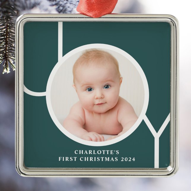 Baby Första jul-Anpassningsbarna, Grönt Photo Julgransprydnad Metall (Skapare uppladdad)