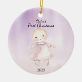 Baby Första jul Baby Doll - Personlig Julgransprydnad Keramik