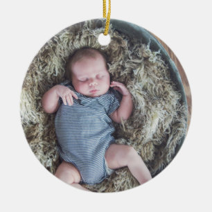 Baby Första jul Baby Photo Blue jul Julgransprydnad Keramik