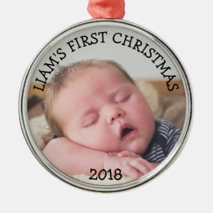 Baby Första jul Baby Photo Blue jul Julgransprydnad Metall