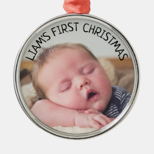 Baby Första jul Baby Photo Blue jul Julgransprydnad Metall