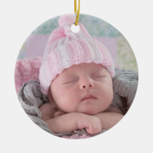 Baby Första jul Baby Photo Rosa jul Julgransprydnad Keramik