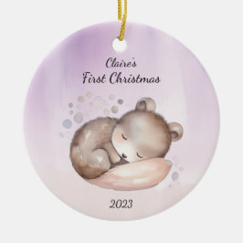 Baby Första jul Bear Personlig Julgransprydnad Keramik