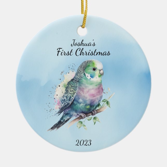 Baby Första jul Bird Personlig Julgransprydnad Keramik (Framsidan)