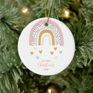 Baby Första jul Boho Rainbow Photo Julgransprydnad Keramik