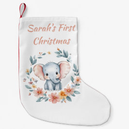 Baby Första jul Cute Elemphant Blommigt Liten Julstrumpa
