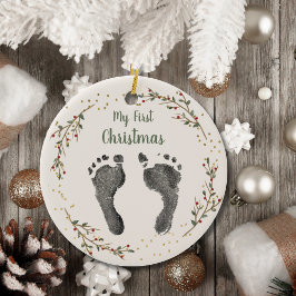 Baby Första jul - dina Baby-fotoutskrifter Julgransprydnad Keramik