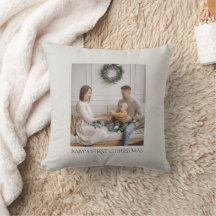 Baby Första Jul Familjefoto Falskt Linne