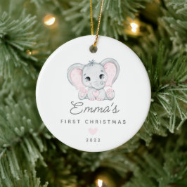 Baby Första jul Flicka Elephant Ceramic Julgransprydnad Keramik