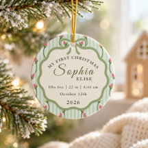 Baby Första Jul Födelse Statistik Grön Blommig Ros