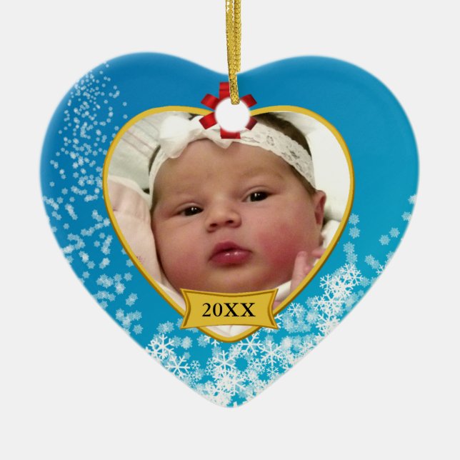 Baby första jul foto och födelsedag julgransprydnad keramik (Framsidan)