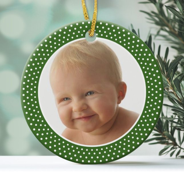 Baby första jul - FOTO RAM Julgransprydnad Keramik (Personalized Christmas Photo Ornament)