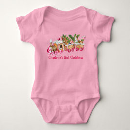 Baby Första jul Gingerbröd Tåg Candy Rosa T Shirt