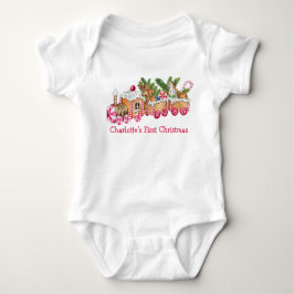 Baby Första jul Gingerbröd Tåg Rosa Candy T Shirt