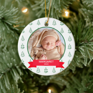 Baby första jul Gräs Träd Modern Elegant Julgransprydnad Keramik