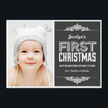 Baby Första jul-Helgdagskorten - Charcol Inbjudningar<br><div class="desc">Fira säsongen med detta moderna och snyggt helgdag-kort från Berry Berry Sweet. Besök WWW.BERRYBERRYSWEET.COM för mer snyggt helgdag samlingar. Finns även i andra färg.</div>