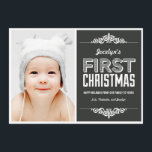 Baby Första jul-Helgdagskorten - Charcol Inbjudningar<br><div class="desc">Fira säsongen med detta moderna och snyggt helgdag-kort från Berry Berry Sweet. Besök WWW.BERRYBERRYSWEET.COM för mer snyggt helgdag samlingar. Finns även i andra färg.</div>