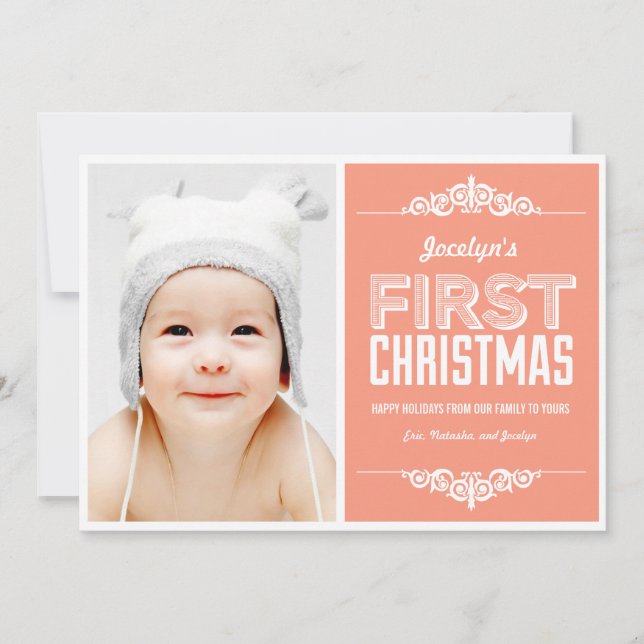 Baby Första jul-Helgdagskorten - Salmon Julkort (Framsida)