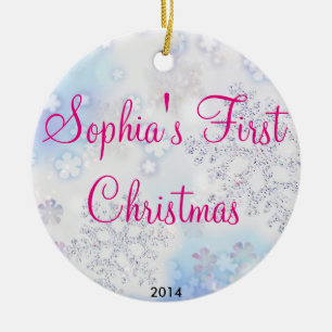 Baby första jul julgransprydnad keramik