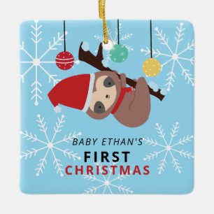 Baby Första jul Kawaii SloWinter Helgdag Julgransprydnad Keramik