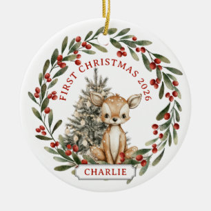 Baby första jul keramisk cirkel ornament