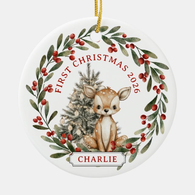 Baby första jul keramisk cirkel ornament (Framsidan)
