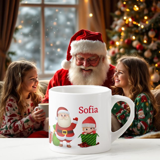 Baby Första jul, Kopp, Namn Santa och Träd Espressomugg (Skapare uppladdad)