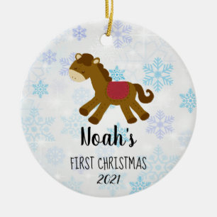 Baby Första jul Leksak Horse Anpassningsbar Julgransprydnad Keramik
