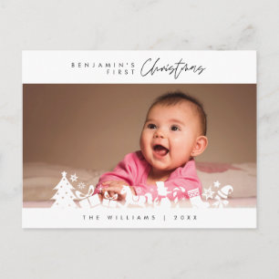 Baby: Första jul, meddelande med foto Vykort