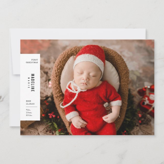 Baby första jul - minimalistfotografi julkort (Framsida)