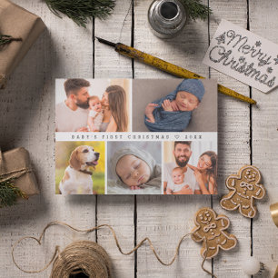 Baby Första jul Modern Photo Collage Lycklig Julkort