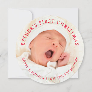 Baby Första jul, Namn, fotopapper, cirkel jul Julkort