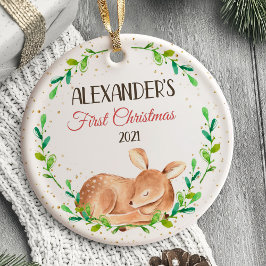 Baby Första jul Ornament Hjort woodland