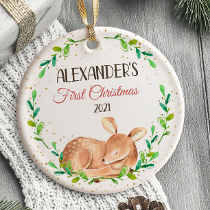 Baby Första jul Ornament Hjort woodland