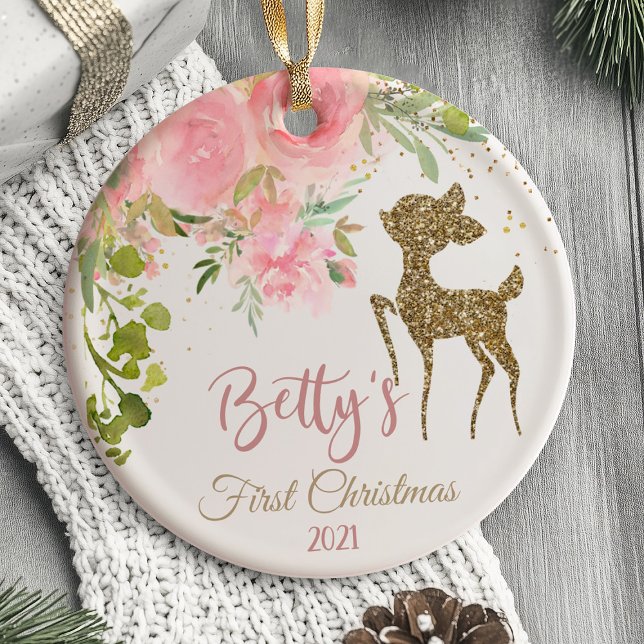 Baby Första jul Ornament Hjort Woodland (Baby's First Christmas Ornament deer woodland animal)