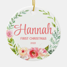 Baby Första jul Ornament Rosa Blommigt Wandan