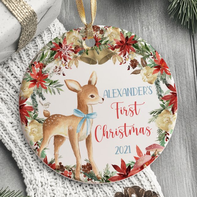 Baby Första jul Ornament Woodland (Deer woodland Baby's Boy First Christmas Ornament)
