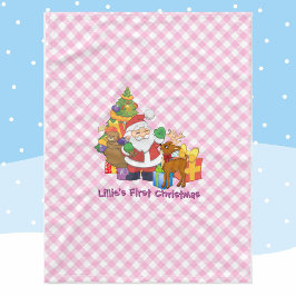 Baby Första jul Personalize Namn Rosa Fleecefilt