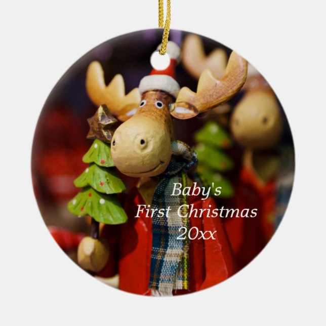 Baby Första jul-Personligen Moose Ornament (Framsidan)