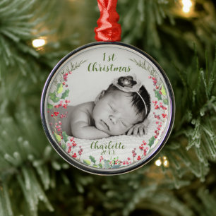 Baby Första jul, Photo, Keepsaké Julgransprydnad Metall