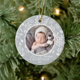Baby Första jul Photo Pewter Julgransprydnad Keramik