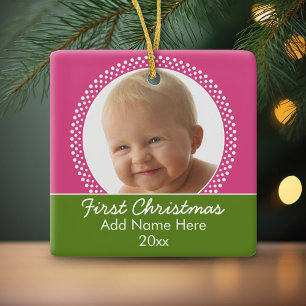 Baby Första jul Photo Ram Julgransprydnad Keramik