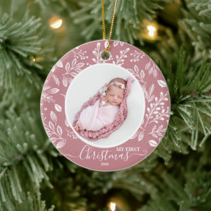 Baby Första jul Photo Rosa Julgransprydnad Keramik