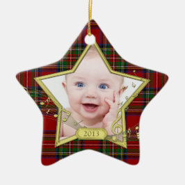 Baby Första jul Photo Star Tartan Julafton Julgransprydnad Keramik