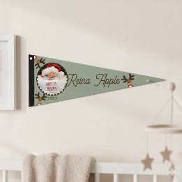 Baby Första jul Reindeer Photo Pennant Flagga