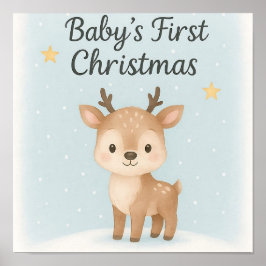 Baby första jul ren djur vägg poster