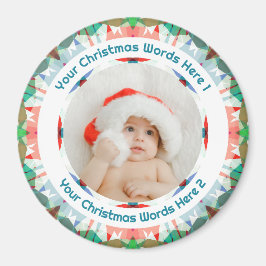 Baby Första Jul Rosa Blå Familj Foto Gåva Magnet