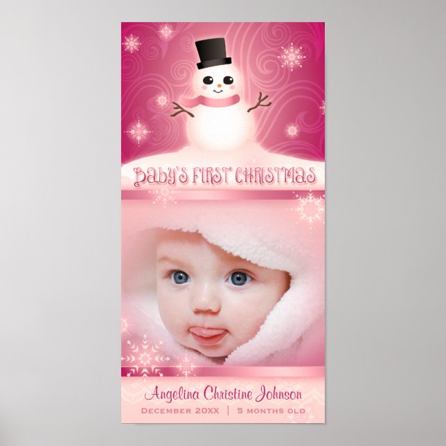 "Baby första jul" Rosa minnesmärke Poster (Framsidan)